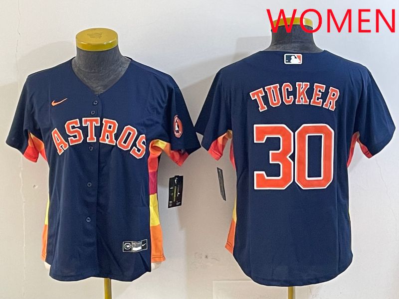 Women Houston Astros #30 Tucker Blue City Edition 2025 Nike MLB Jersey style 1